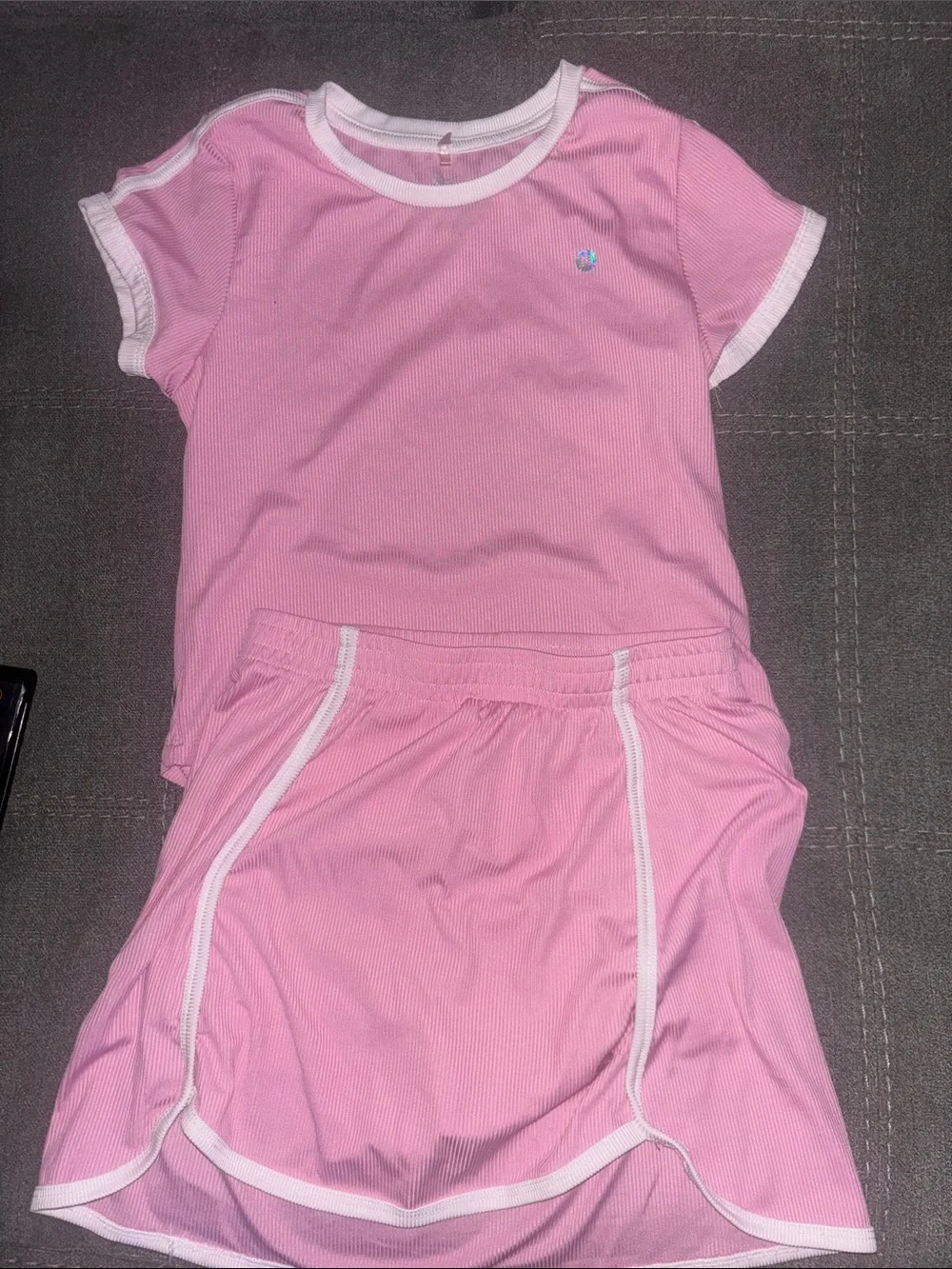 RBX Pink Short Sleeve Kids Pajama Set with White Trim